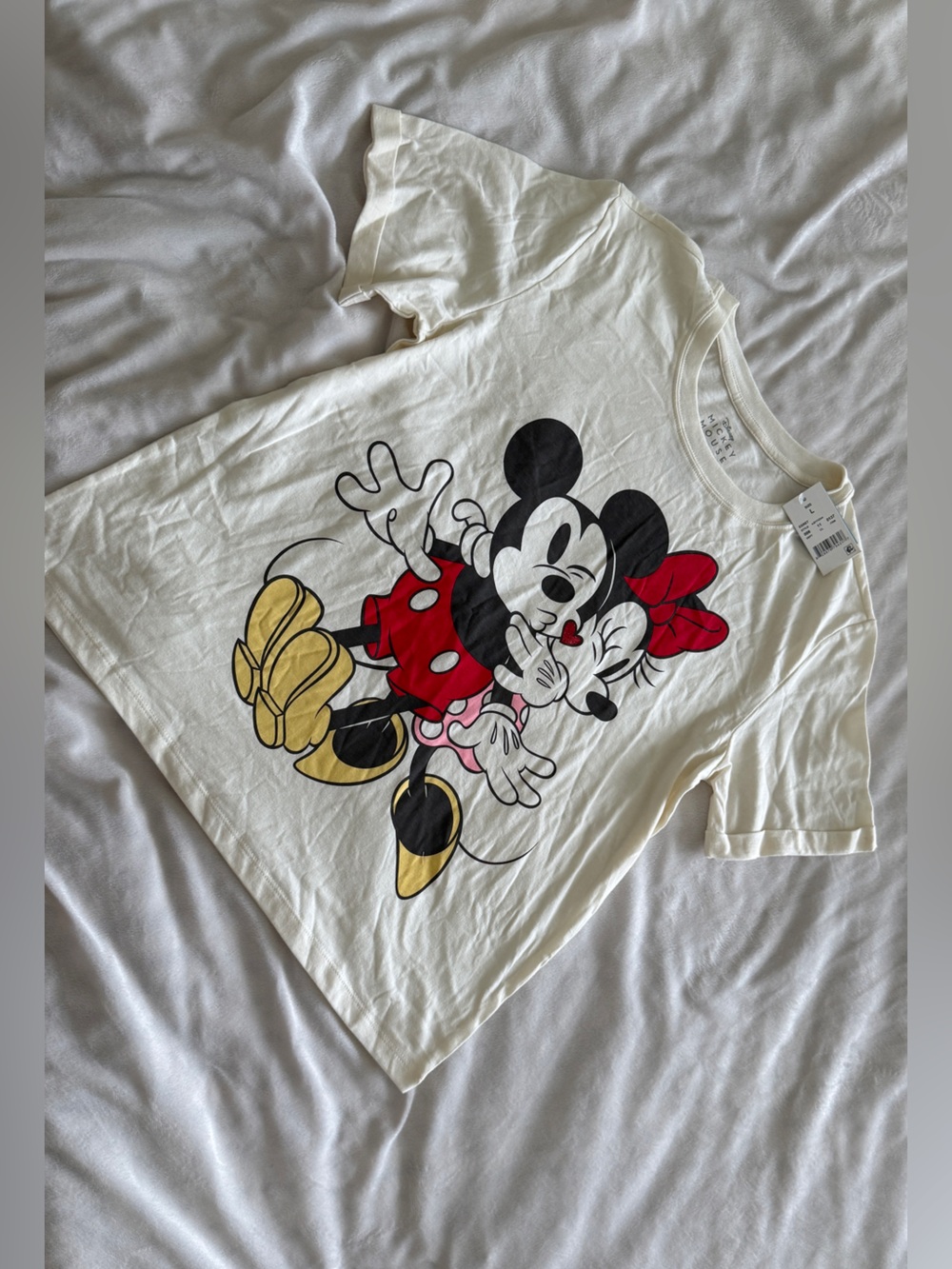 Disney Cream Graphic Minnie & Mickey Short Sleeve Tee